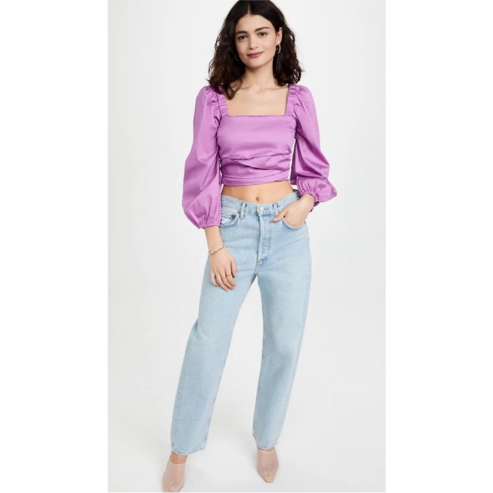 Veronica Beard Kayla Gathered Cropped
Blouse in Vivid Orchid Size 10